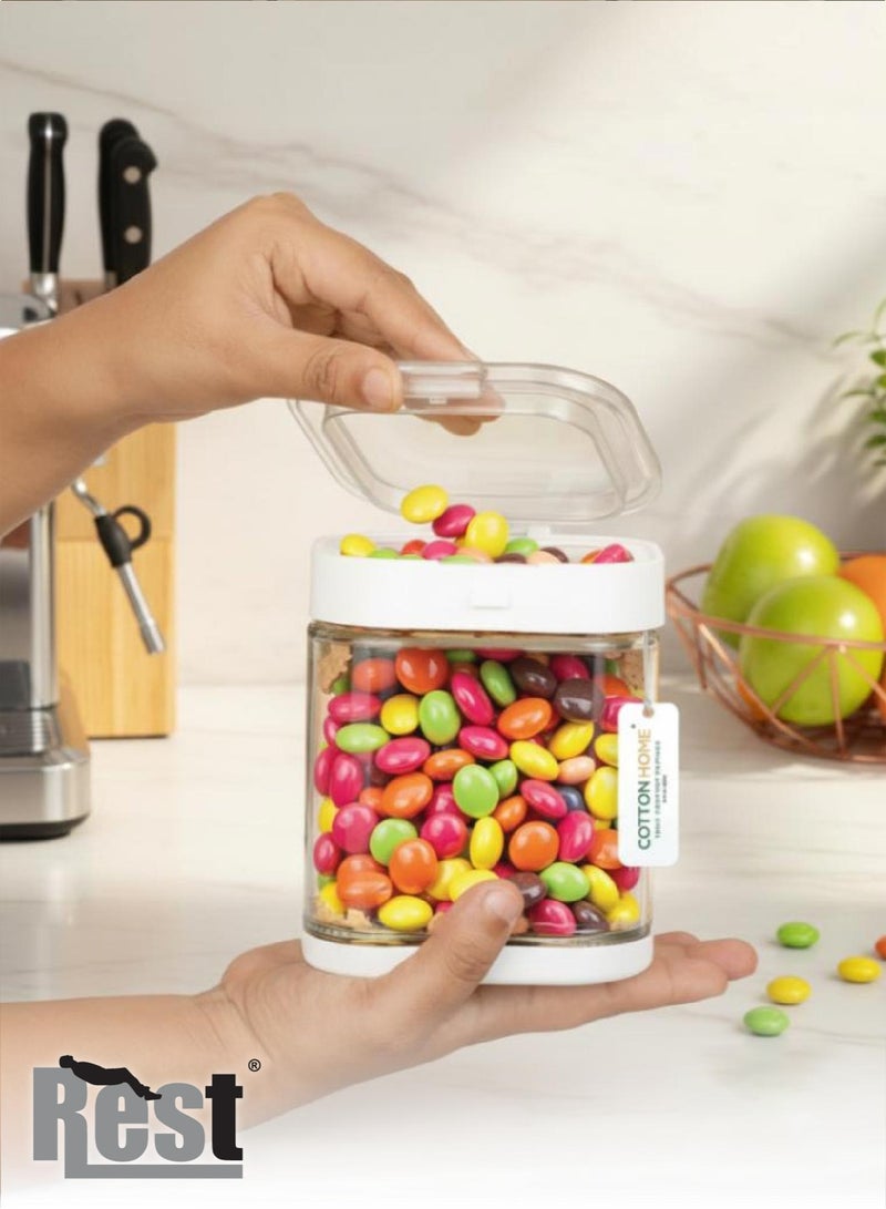 REST Glass Food Storage Jars Set of 3 Containers, High Glass Cookies Jars with sealed airtight Lid, Kitchen Canisters for Coffee, Flour, Sugar, Candy, Cookie, 10.5 x 12.5cm, 900ml (30oz) - Image 4